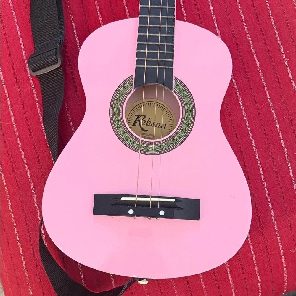 Robson Acoustic Guitar with strap 30” Junior Size Model ROB30 pink - Picture 2 of 14